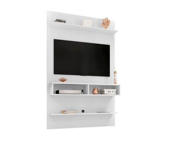 Manhattan Comfort Libra Long Floating 45.35 Wall Entertainment Center with Overhead Shelf in White