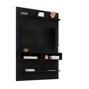 Manhattan Comfort Libra Long Floating 45.35 Wall Entertainment Center with Overhead Shelf in Black