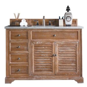 James Martin 238-104-5211-3CAR Savannah 48 Inch Driftwood Single Vanity with 3 cm Carrara Marble Top