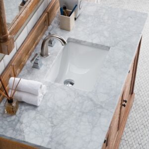 James Martin 238-104-5211-3CAR Savannah 48 Inch Driftwood Single Vanity with 3 cm Carrara Marble Top