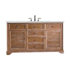 James Martin 238-104-5311-3ENC Savannah 60 Inch Single Vanity Cabinet with Ethereal Noctis Quartz Top - Driftwood