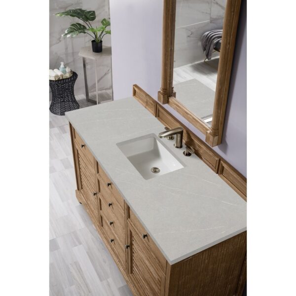 James Martin 238-104-5311-3ESR Savannah 60 Inch Single Vanity Cabinet in Driftwood with 3 CM Eternal Serena Quartz Top