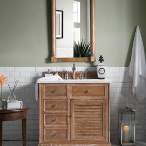 James Martin 238-104-5511-3ENC Savannah 36 Inch Single Vanity Cabinet with Ethereal Noctis Quartz Top - Driftwood