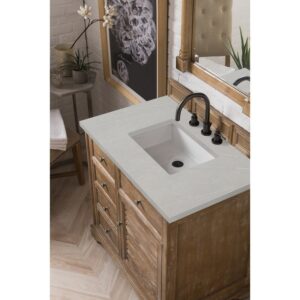 James Martin 238-104-5511-3ESR Savannah 36 Inch Single Vanity Cabinet in Driftwood with 3 CM Eternal Serena Quartz Top