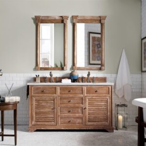 James Martin 238-104-5611-3ENC Savannah 60 Inch Double Vanity Cabinet with Ethereal Noctis Quartz Top - Driftwood