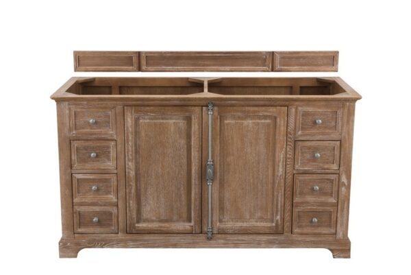 James Martin 238-104-5611-3GEX Savannah 60 Inch Double Vanity Cabinet in Driftwood with 3 cm Grey Expo Quartz Top with Sink