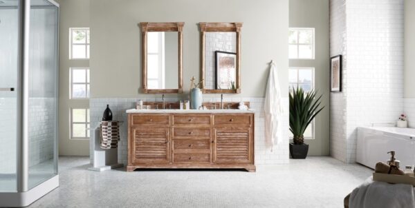 James Martin 238-104-5711-3ENC Savannah 72 Inch Double Vanity Cabinet with Ethereal Noctis Quartz Top - Driftwood