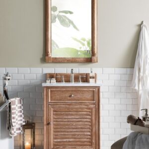 James Martin 238-104-V26-DRF-3CAR Savannah 26 Inch Driftwood Single Vanity with 3 cm Carrara Marble Top