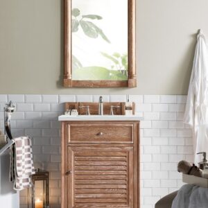 James Martin 238-104-V26-DRF-3ENC Savannah 26 Inch Single Vanity Cabinet with Ethereal Noctis Quartz Top - Driftwood