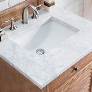 James Martin 238-104-V26-DRF-3CAR Savannah 26 Inch Driftwood Single Vanity with 3 cm Carrara Marble Top