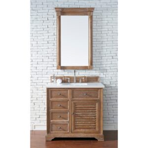 James Martin 238-104-V36-3WZ Savannah 36 Inch Single Vanity Cabinet with 3cm White Zeus Quartz Top