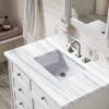 James Martin 238-104-V36-BW-3AF Savannah 36 Inch Bright White Single Vanity with 3 cm Arctic Fall Solid Surface Top