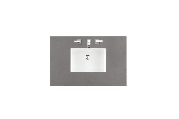 James Martin 238-104-V36-BW-3GEX Savannah 36 Inch Single Vanity Cabinet in Bright White with 3 cm Grey Expo Quartz Top with Sink