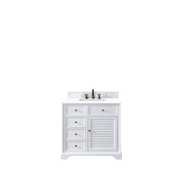 James Martin 238-104-V36-3WZ Savannah 36 Inch Single Vanity Cabinet with 3cm White Zeus Quartz Top