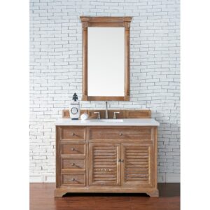 James Martin 238-104-V48-3WZ Savannah 48 Inch Single Vanity Cabinet with 3cm White Zeus Quartz Top