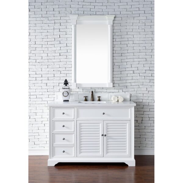 James Martin 238-104-V48-3WZ Savannah 48 Inch Single Vanity Cabinet with 3cm White Zeus Quartz Top