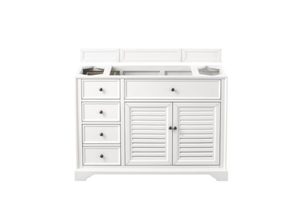 James Martin 238-104-V48-BW-3CAR Savannah 48 Inch Bright White Single Vanity with 3 cm Carrara Marble Top