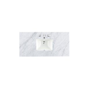 James Martin 238-104-V48-BW-3CAR Savannah 48 Inch Bright White Single Vanity with 3 cm Carrara Marble Top