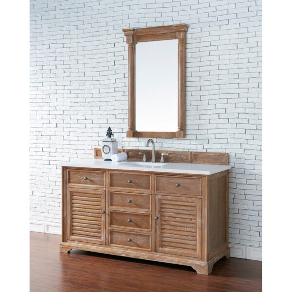 James Martin 238-104-V60S-3WZ Savannah 60 Inch Single Vanity Cabinet with 3cm White Zeus Quartz Top