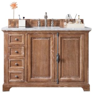 James Martin 238-105-5211-3CAR Providence 48 Inch Driftwood Single Vanity with 3 cm Carrara Marble Top