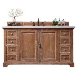 James Martin 238-105-5311-3AF Providence 60 Inch Driftwood Single Vanity with 3 cm Arctic Fall Solid Surface Top