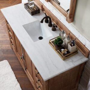 James Martin 238-105-5311-3AF Providence 60 Inch Driftwood Single Vanity with 3 cm Arctic Fall Solid Surface Top