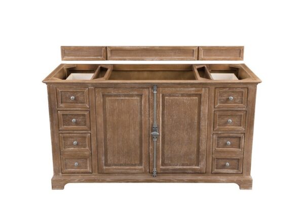 James Martin 238-105-5311-3GEX Providence 60 Inch Single Vanity Cabinet in Driftwood with 3 cm Grey Expo Quartz Top with Sink