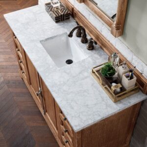 James Martin 238-105-5311-3CAR Providence 60 Inch Driftwood Single Vanity with 3 cm Carrara Marble Top