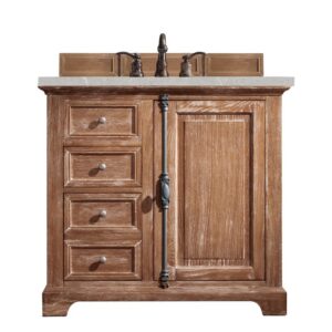 James Martin 238-105-5511-3ESR Providence 36 Inch Single Vanity Cabinet in Driftwood with 3 CM Eternal Serena Quartz Top