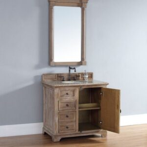 James Martin 238-105-5511-3AF Providence 36 Inch Driftwood Single Vanity with 3 cm Arctic Fall Solid Surface Top