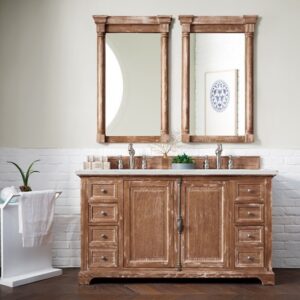 James Martin 238-105-5611-3ENC Providence 60 Inch Double Vanity Cabinet with Ethereal Noctis Quartz Top - Driftwood