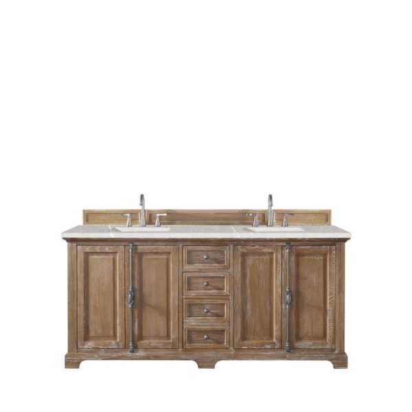 James Martin 238-105-5711-3ESR Providence 72 Inch Double Vanity Cabinet in Driftwood with 3 CM Eternal Serena Quartz Top