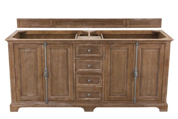 James Martin 238-105-5711-3GEX Providence 72 Inch Double Vanity Cabinet in Driftwood with 3 cm Grey Expo Quartz Top with Sink