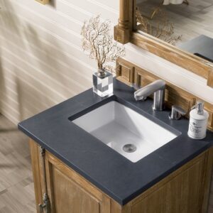 James Martin 238-105-V26-DRF-3CSP Providence 26 Inch Single Vanity Cabinet in Driftwood with 3 cm Charcoal Soapstone Quartz Top with Sink