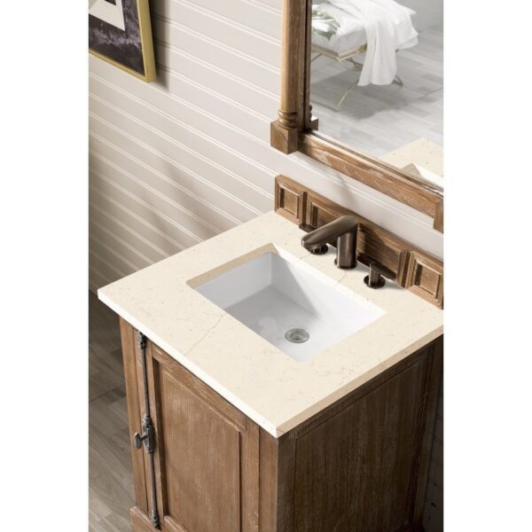 James Martin 238-105-V26-DRF-3EMR Providence 26 Inch Single Vanity Cabinet in Driftwood with 3 CM Eternal Marfil Quartz Top