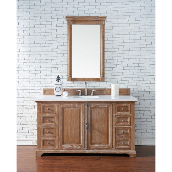 James Martin 238-105-V60S-3WZ Providence 60 Inch Single Vanity Cabinet with 3cm White Zeus Quartz Top