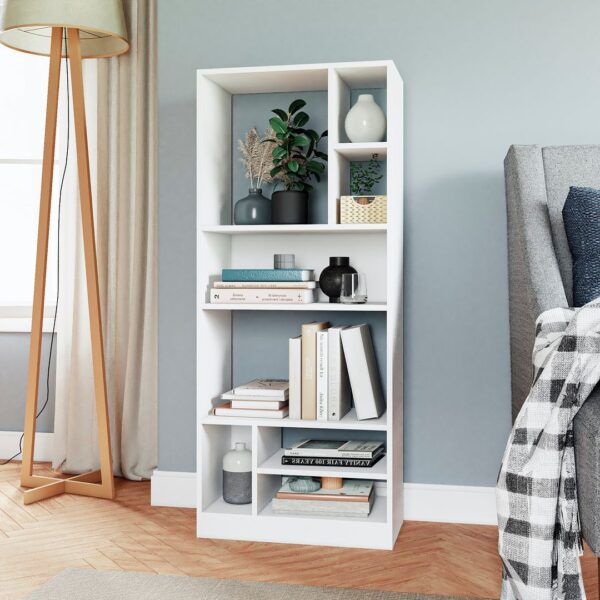 Manhattan Comfort Durable Valenca Bookcase 3.0 with 8-Shelves in White