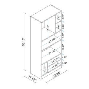 Manhattan Comfort Durable Valenca Bookcase 3.0 with 8-Shelves in White