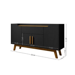 Manhattan Comfort Addie 53.54 Sideboard with 5 Shelves in Matte Black and Cinnamon