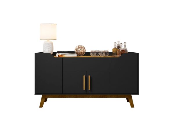 Manhattan Comfort Addie 53.54 Sideboard with 5 Shelves in Matte Black and Cinnamon