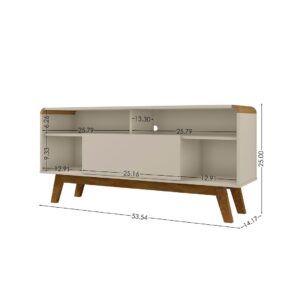 Manhattan Comfort Camberly 53.54 TV Stand with 5 Shelves in Off White and Cinnamon