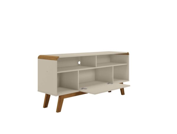 Manhattan Comfort Camberly 53.54 TV Stand with 5 Shelves in Off White and Cinnamon