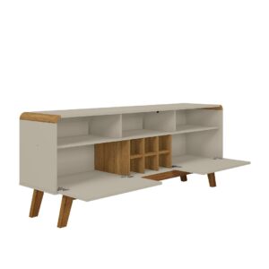 Manhattan Comfort Camberly 62.99 TV Stand with 5 Shelves and Wine Storage in Off White and Cinnamon