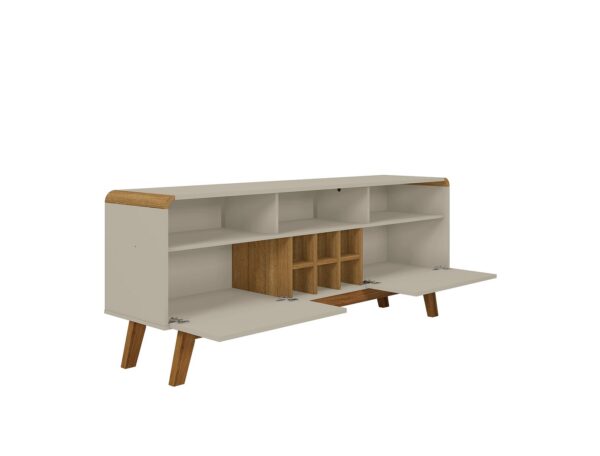 Manhattan Comfort Camberly 62.99 TV Stand with 5 Shelves and Wine Storage in Off White and Cinnamon