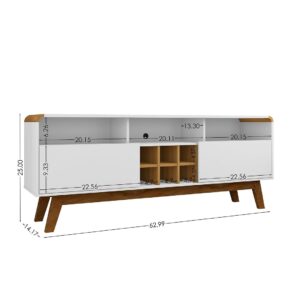 Manhattan Comfort Camberly 62.99 TV Stand with 5 Shelves and Wine Storage in White and Cinnamon