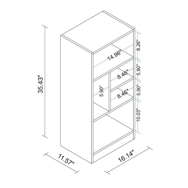 Manhattan Comfort Durable Valenca Bookcase 2.0 with 5-Shelves in White