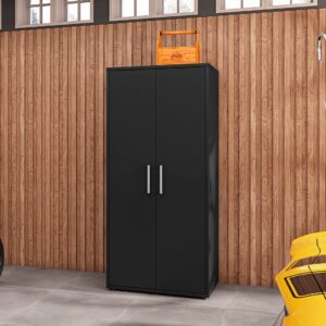 Manhattan Comfort Eiffel 73.43" Garage Cabinet with 4 Adjustable Shelves in Black Matte