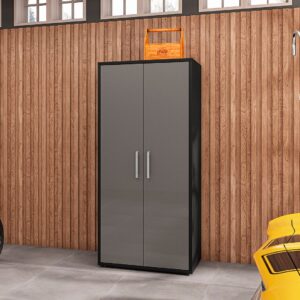 Manhattan Comfort Eiffel 73.43" Garage Cabinet with 4 Adjustable Shelves in Grey Gloss