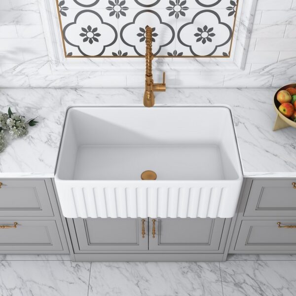 Altair 251030-KS Calabria 30 Inch Porcelain Vitreous China Farmhouse Kitchen Sink