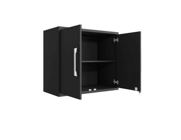 Manhattan Comfort Eiffel Floating Garage Storage Cabinet with Lock and Key in Black Matte